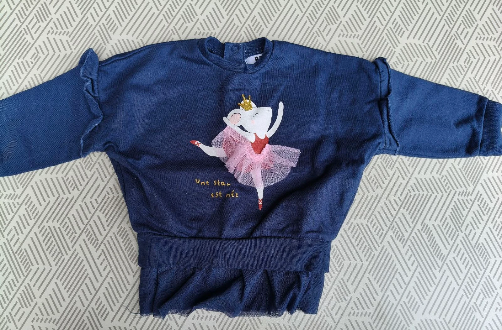 Pull chaud fille Bub'l bleu danseuse 9 mois